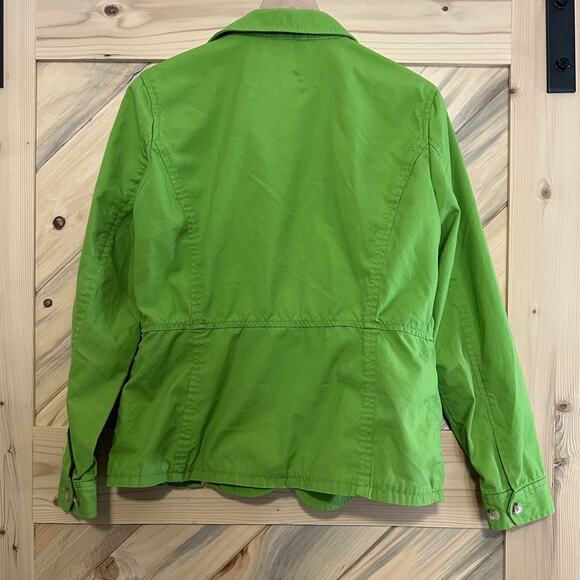 Large Cotton Eddie Bauer Jacket in Chartreuse! Heavy cotton with pockets - Picture 2 of 5
